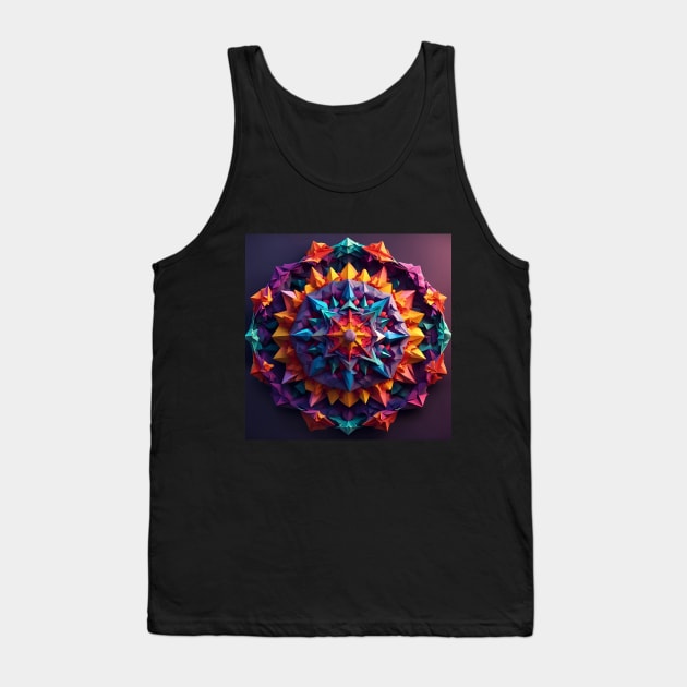 Colorful Mandala Origami Art Tank Top by SmartPufferFish